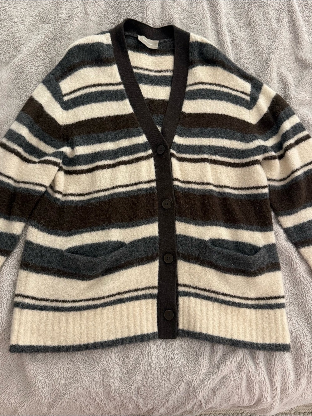 Everlane the Superfuzz Alpaca Wool Striped Cardigan - Picture 4 of 7